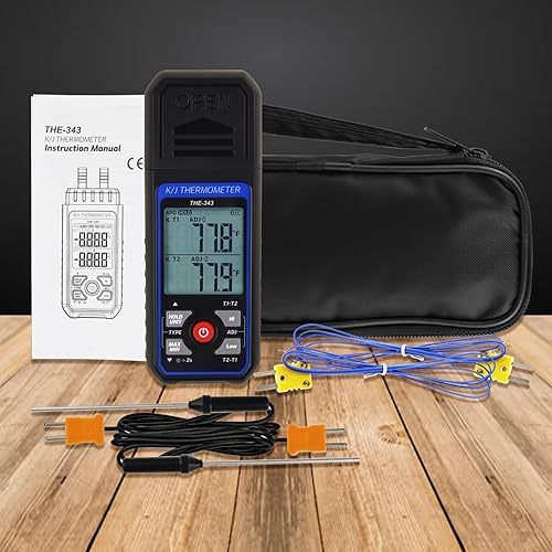 Miniatura 3 de Termómetro de termopar digital tipo KJ con termopar tipo 4 K, termómetro HVAC con alarma y compensación de adj, medidor de temperatura -328F  2501F