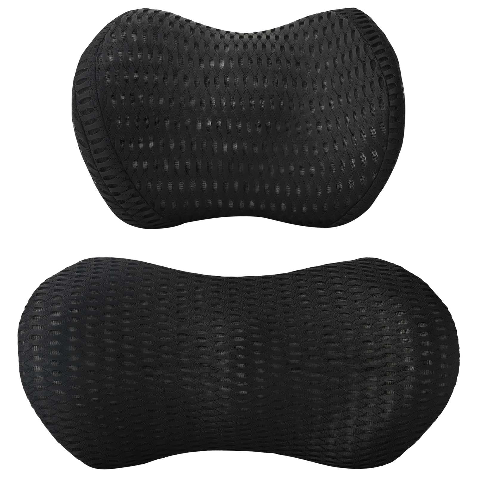 Cojín Cervical, Cojín Dorsal Negro Espuma con Memoria de Forma, Cojín de Apoyo Lumbar para Oficina, Silla, Sillón, Cama y Sofá