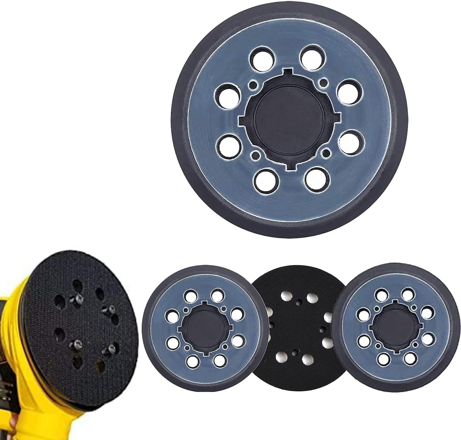 4 Pack 5 Inch 8 Hole Hook and Loop Replacement Sander Pads Compatible