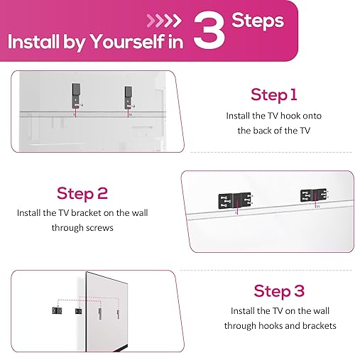 Miniatura 6 de Soporte ultra delgado sin pernos, se adapta a televisores de 32 a 100 pulgadas, máximo de 150 libras, pantallas planas LEDLCD y monitores (estilo 1)