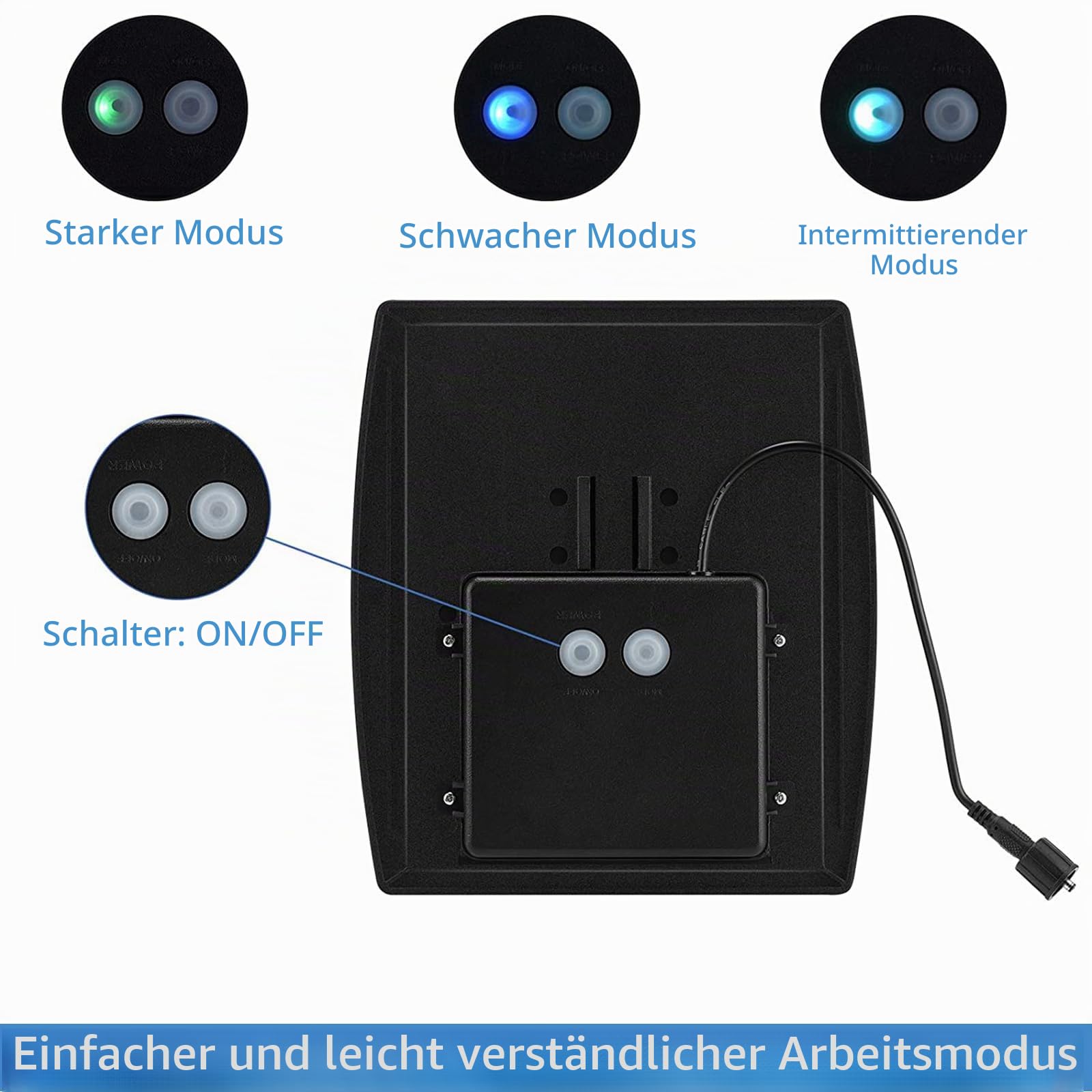 Solar Sauerstoffpumpe, 2,5 W Solarbelüfter für Teich mit 1800 mAh Batterie-Backup, 3 Modi Sauerstoffpumpe, Hydrokultur-Luftpumpe, geeignet für Outdoor-Angeln, Teiche, Aquarien