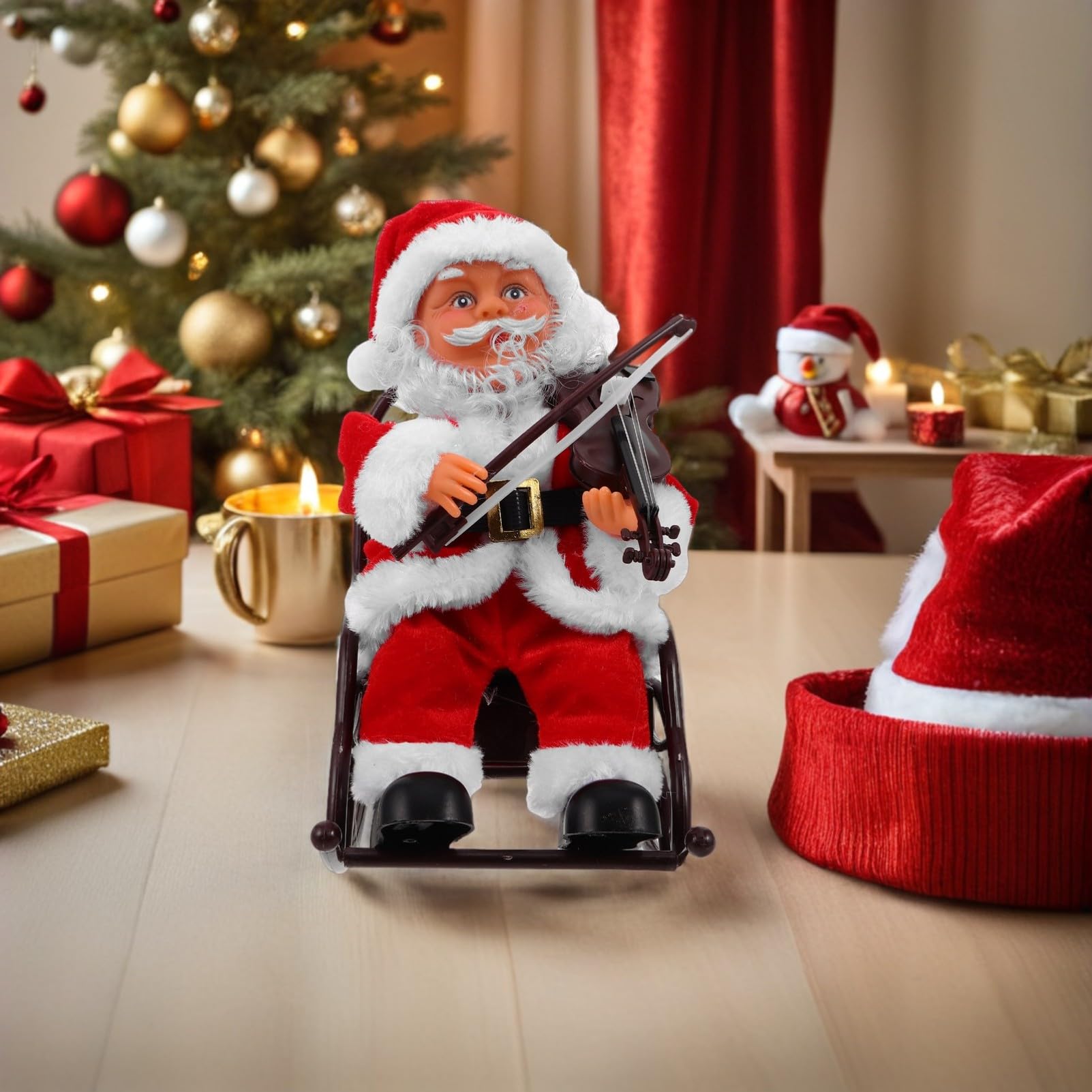 BESPORTBLE Juguete De Papá Noel Musical Eléctrico con Silla De Ruedas para Fiestas De Navidad y Decoración Creativa Obsequio Adultos