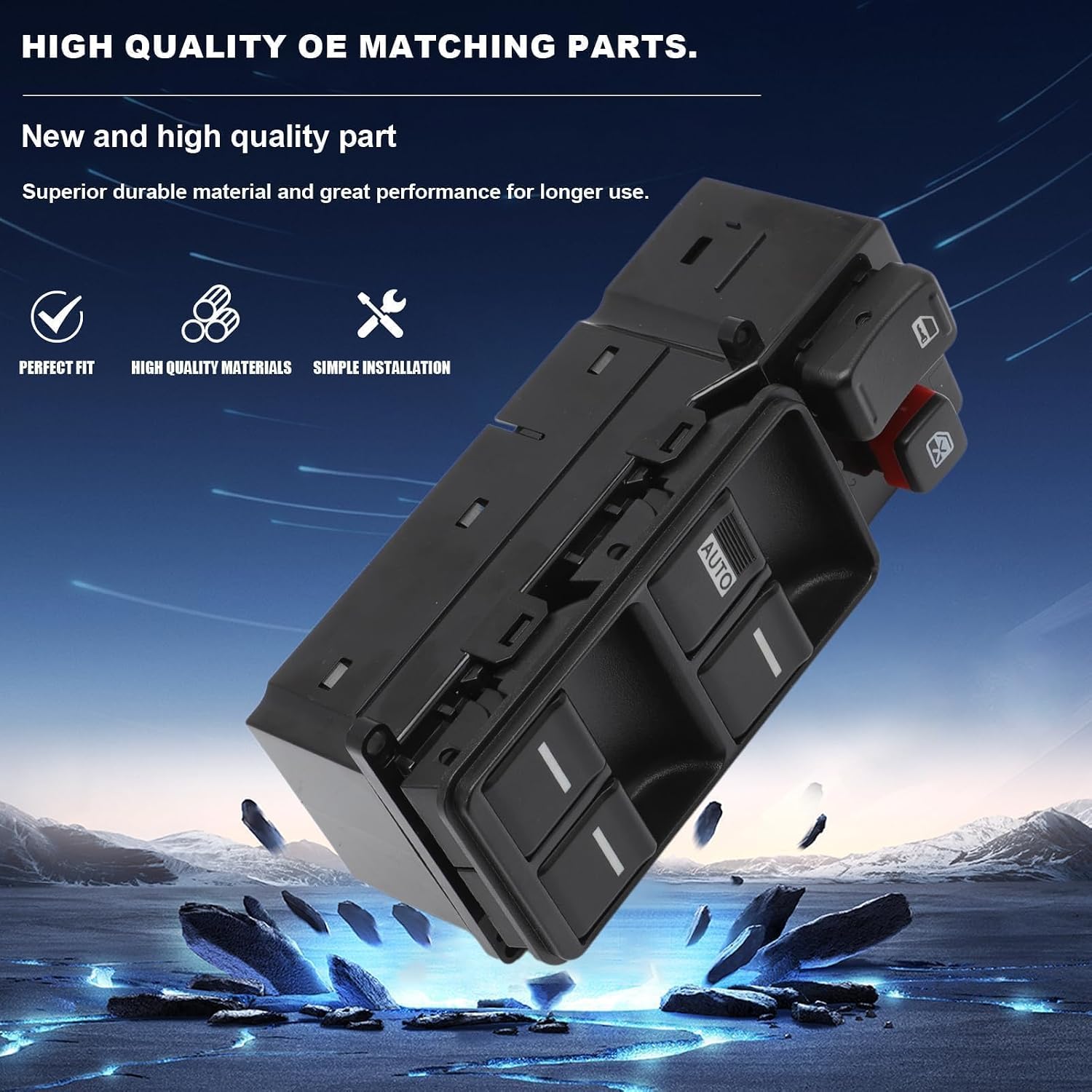 Front Driver Side Master Power Window Switch for 2003-07 Accord DX LX Hybrid 4-Door CM5 2.4L CM6 3.0L, Window Control Button Replaces 35750-SDA-H12 35750-SDA-HO7, with Removal Tool