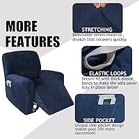 Vista 4 de 4 fundas de terciopelo para sofá reclinable, fundas elásticas para sofá reclinable de un solo asiento con bolsillo lateral, funda para asientos