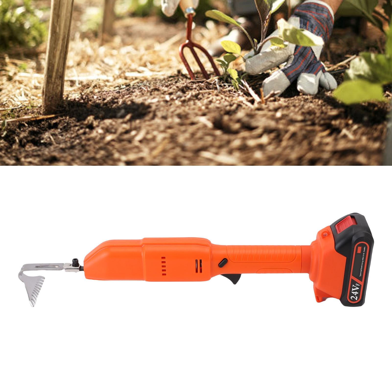TOPINCN Coltivatore a Batteria, Zappa da Giardino Elettrica da 2500 Giri/min con Batteria Agli Ioni di Litio da 1500 MAh, per la Coltivazione del Terreno Giardinaggio del Prato Diserbo (Spina europea)