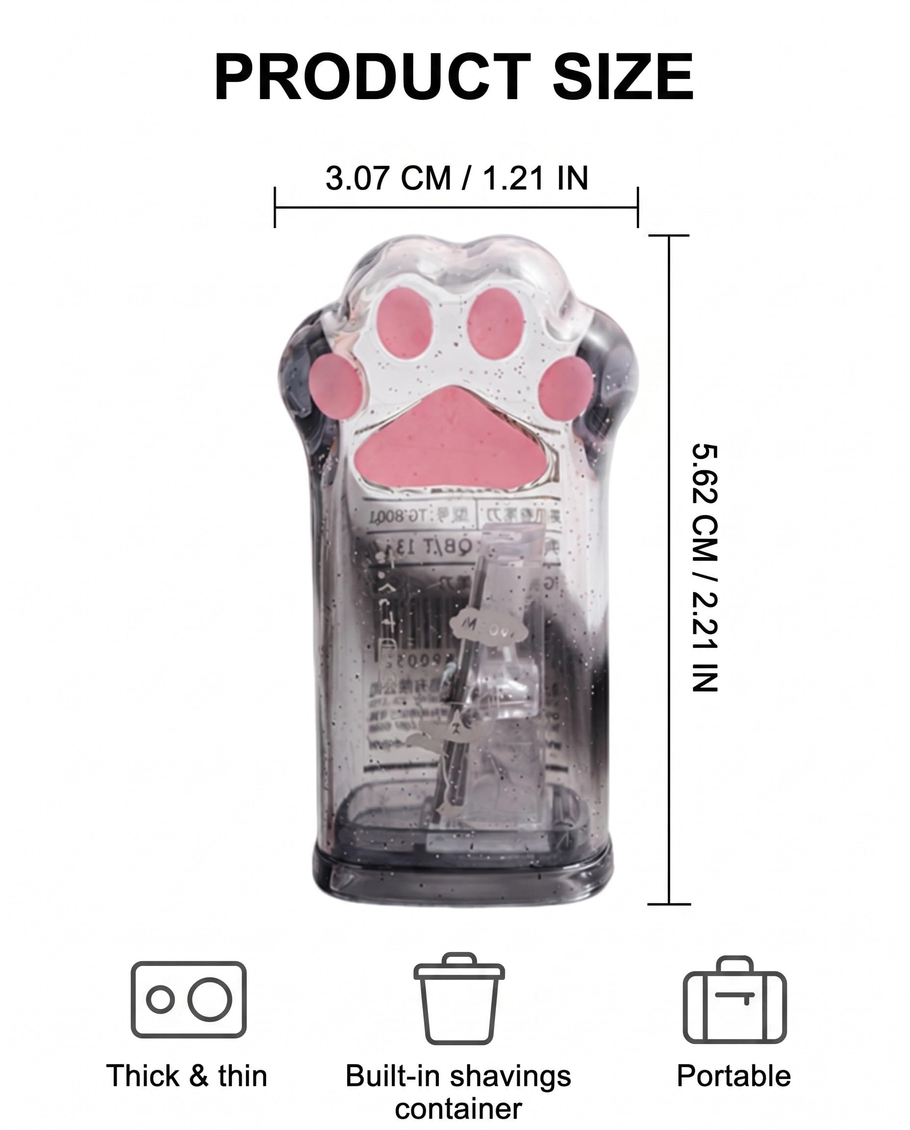 Temperino Matite Trucco 2 Pezzi Artiglio di Gatto, Universale Cosmetico per Occhi Labbra Sopracciglia, Trasparente Rosa e Nero, Lame di Precisione