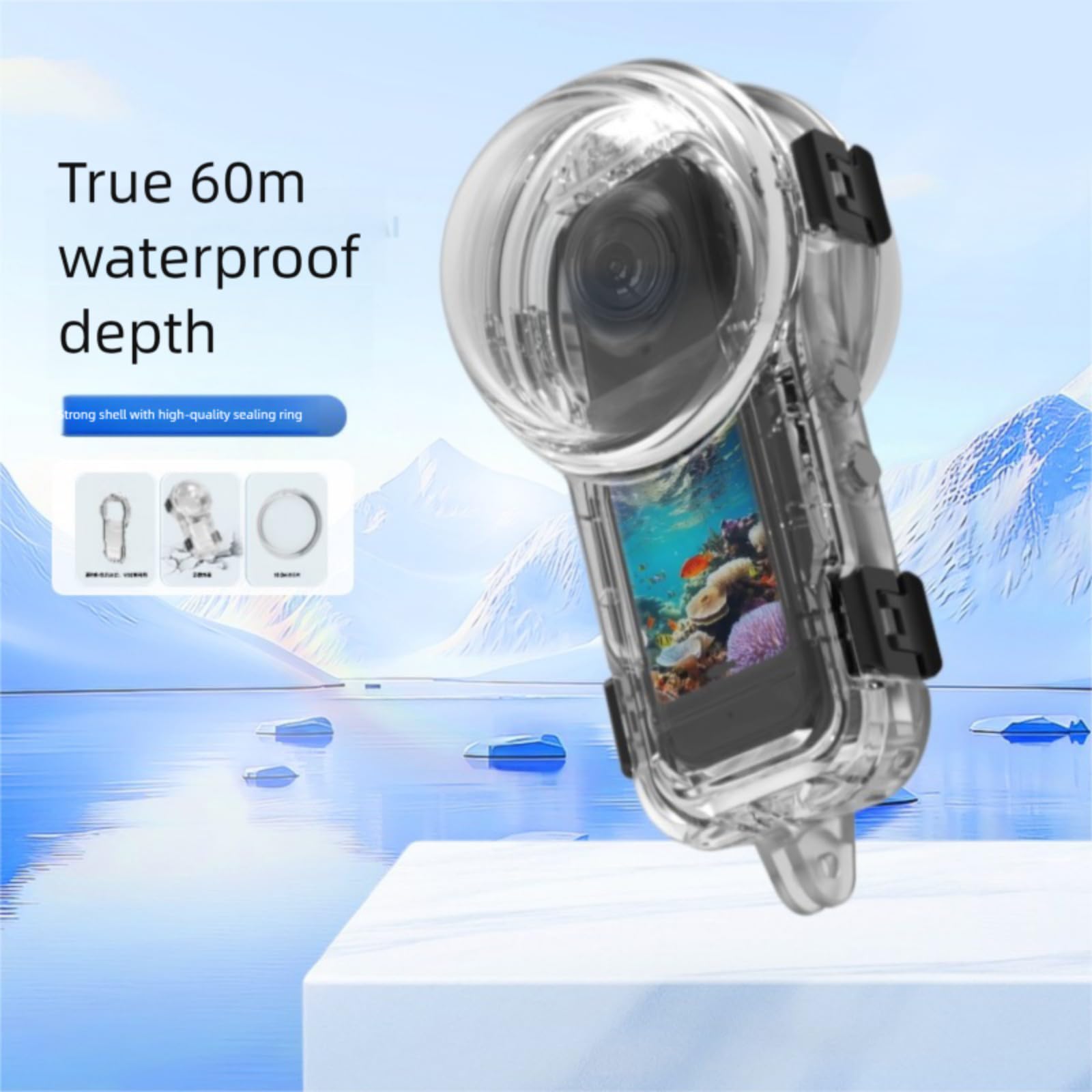 Custodia protettiva impermeabile invisibile per immersioni subacquee profondità 60 m custodia per action camera subacquea accessori