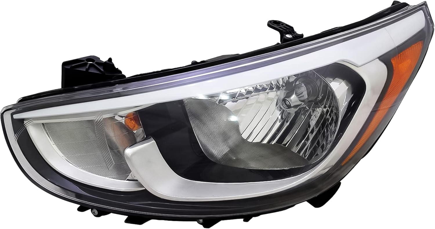 ALLIGATOR AUTO LIGHTS Compatible With Hyundai Accent 2015-2017 Sedan/Hatchback Halogen Headlight Headlamp Assembly With Bulbs Left/Driver Side/ 92101-1R710 / HY2502192, DOT/SAE Compliant