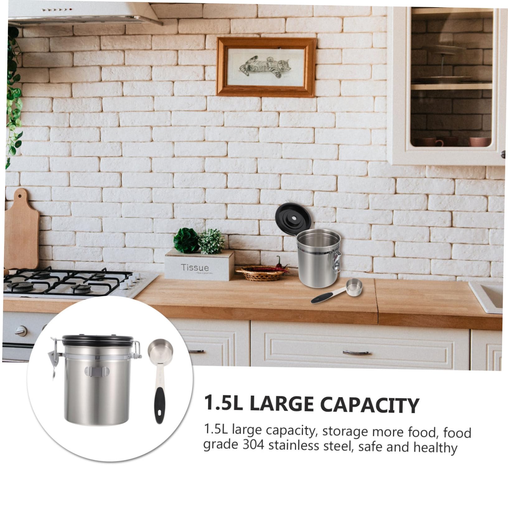 Ciieeo 2 Stk Kaffeebohne luftdichte Dose Behälter Teebeutel-Schubladen-Organizer Korb coffee beans container kaffeedose vakuum verschlossenes Glas Kaffeebohnenglas Edelstahl 304 Silver