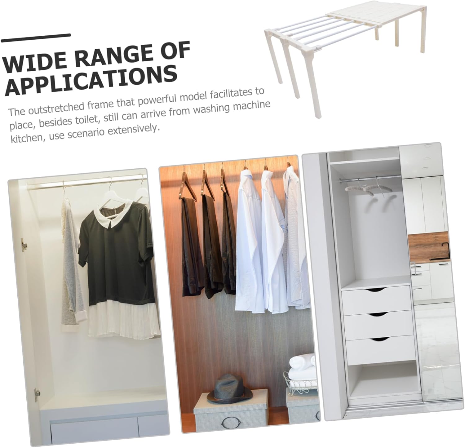 Zerodeko Closet Hanging Shelves Wear-Resistant Shelf Rack Easy Install Closet Organizer