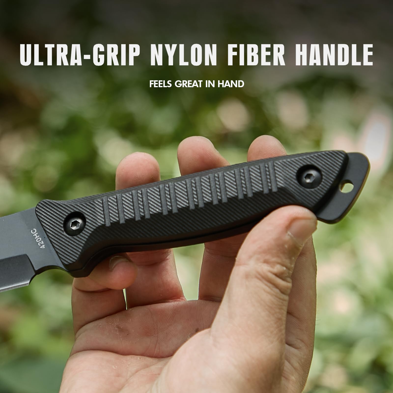 KHU 2 pcs 420HC Acciaio Ascia da campeggio Coltello da caccia - Coltello da campeggio sopravvivenza con fodero in nylon, Ascia da bushcraft per spaccare la legna Uso All'aperto caccia