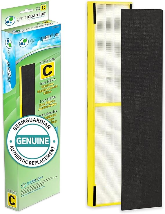 Germ Guardian FLT5000 True HEPA Genuine Air Purifier Replacement Filter C for GermGuardian AC5000E, AC5250PT, AC5300B, AC5350B, CDAP5500, and More