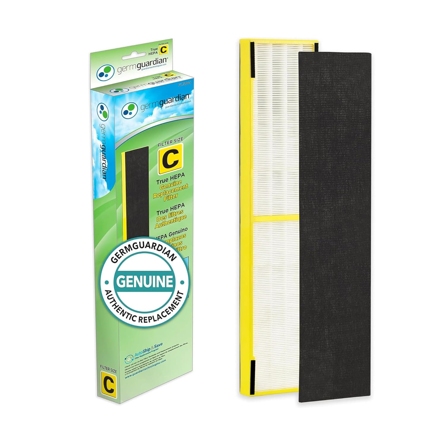 Germ Guardian FLT5000 True HEPA Genuine Air Purifier Replacement Filter C for GermGuardian AC5000E AC5250PT AC5300B AC5350B CDAP5500