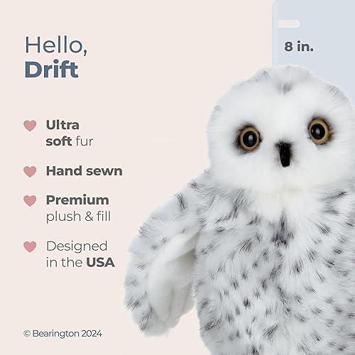 Vista 8 de Bearington Blizzard - Peluche de búho nevado, 10 pulgadas