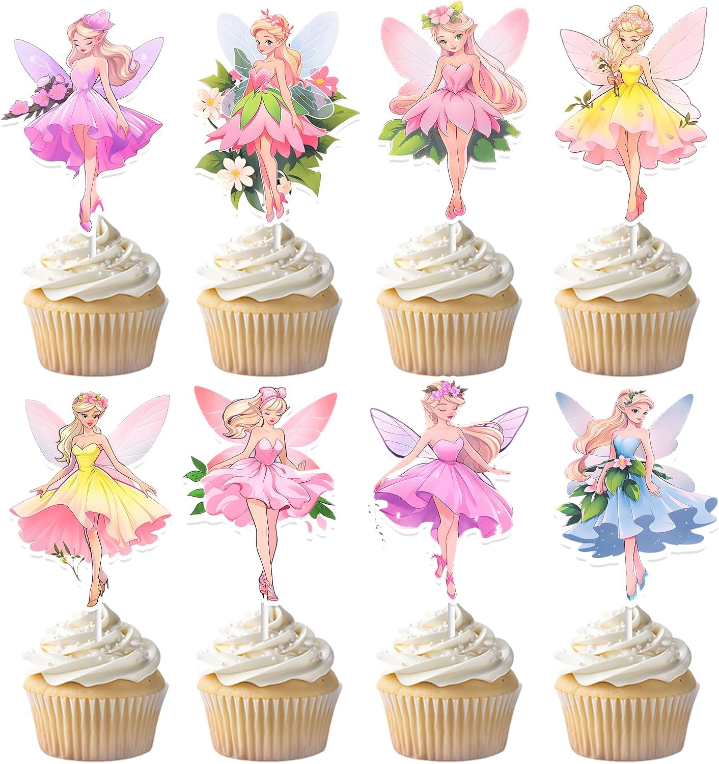 24PCS Fairy Cupcake Toppers NODIY Fairy Cake Toppers Fairy
