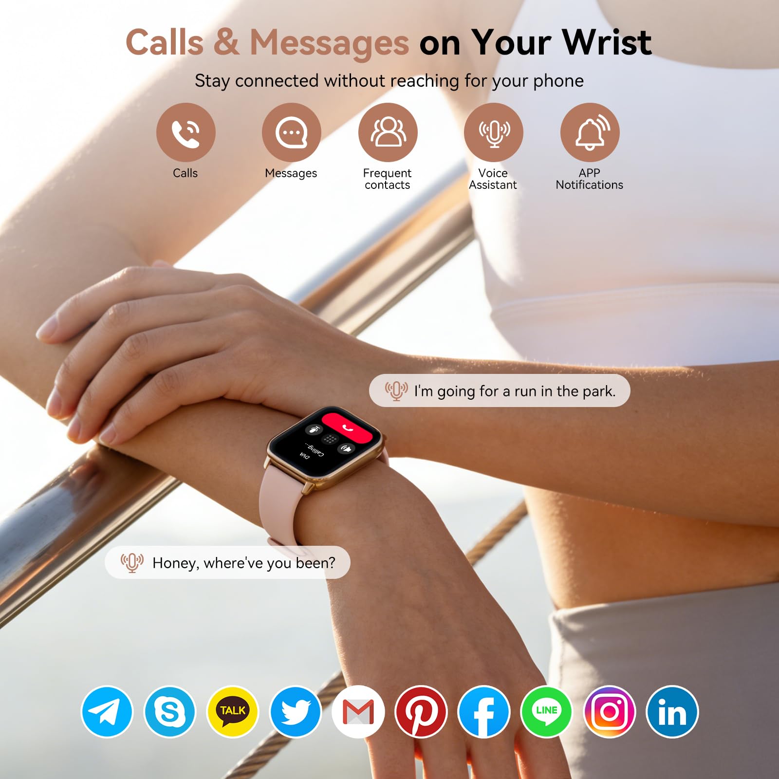 Smart Watches for Men Women, 1.85" HD Touch Screen Fitness Tracker with Bluetooth Calling & Alexa, IP68 Waterproof, 120 Sports Modes, Heart Rate Sleep Monitor, 7 Days Battery for iOS Android (Pink) - 3