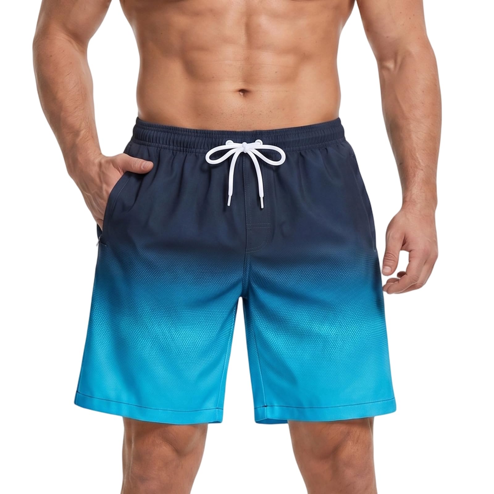 Donason Bañador Hombre Secado Rápido Pantalones Cortos de Playa Piscina Verano Traje de Baño Transpirable con Forro de Malla Suave, Bañadores de Natación Surf con Bolsillos con Cremallera y Cordón
