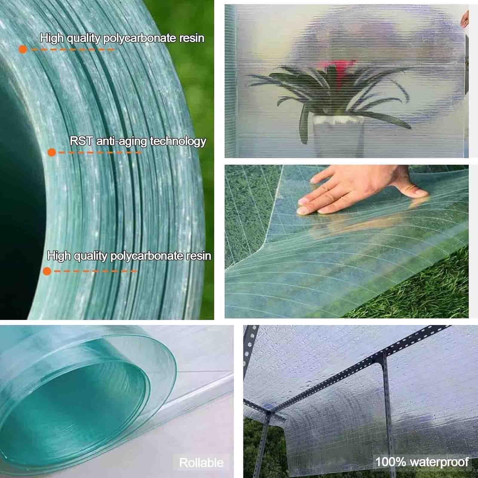 Płyta dachowa z poliwęglanu z ochroną przed promieniowaniem UV, grubość 0,8 mm, solidny panel do szklarni i szop, możliwość personalizacji, 1,2 m x 9 m