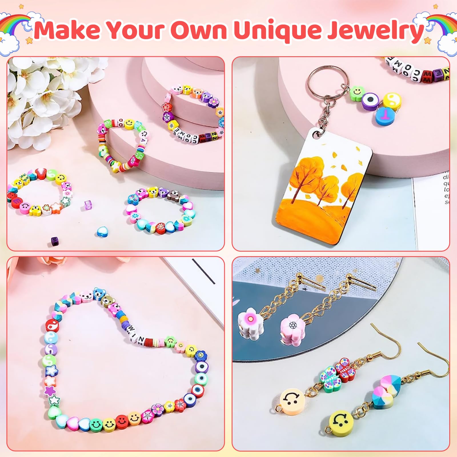 Mytovosn 10400 Perlen Set - Bunte Polymer Clay Beads Für DIY Schmuck