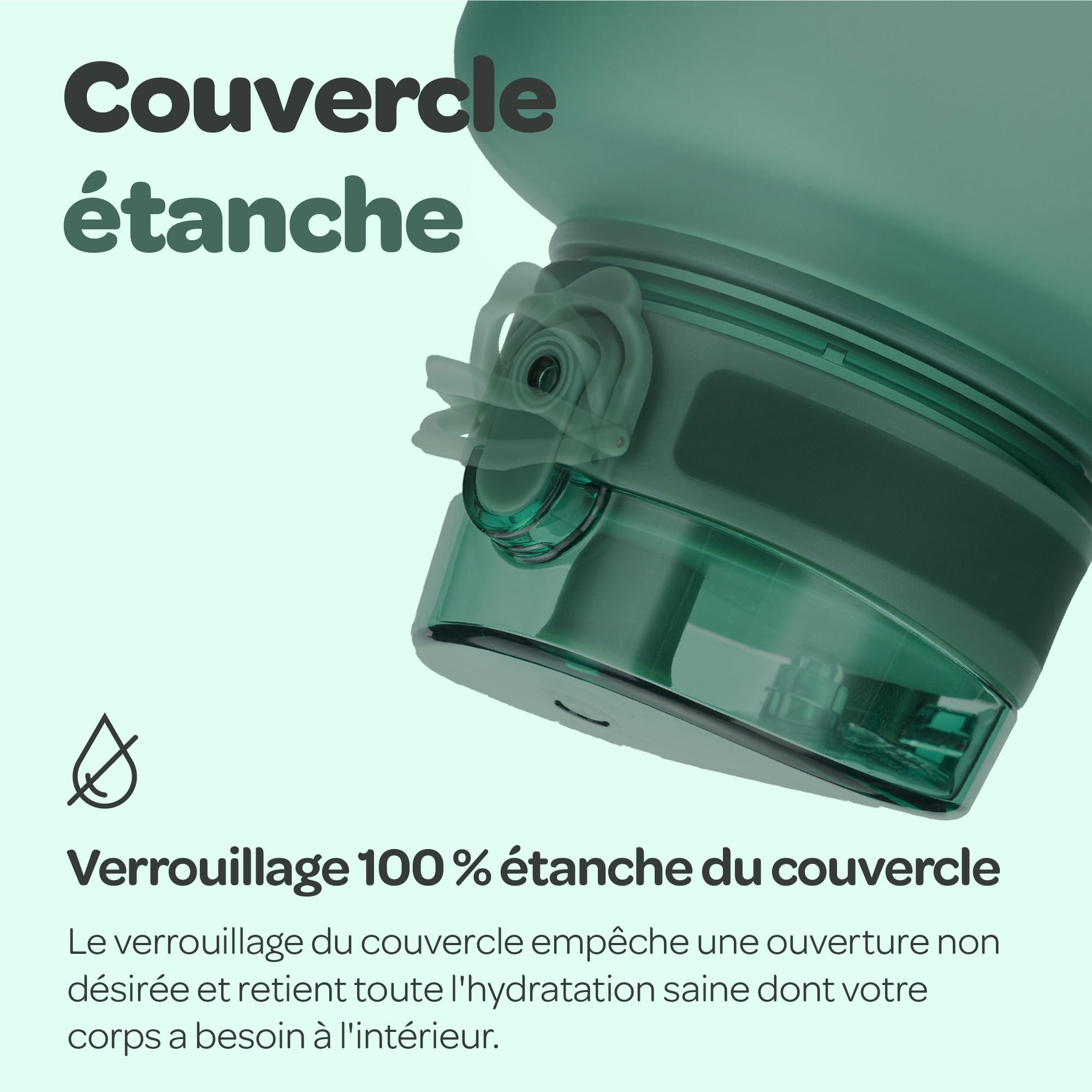 Hydracy Bouteille d'Eau 2L sans BPA avec Marqueur de Temps, Infuseur, Verrouillage Sécurisé, Housse Néoprène, Étanche, Anti-Fuite, Réutilisable, Légère