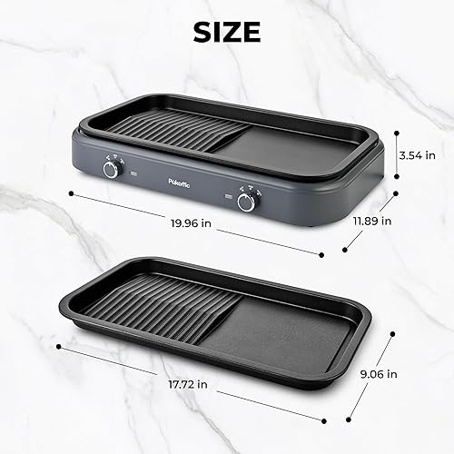 Miniatura 2 de Pukomc Parrilla eléctrica para interiores, 1500 W, cocina antiadherente, zonas de cocción dobles ajustables con, parrillas interiores eléctricas sin