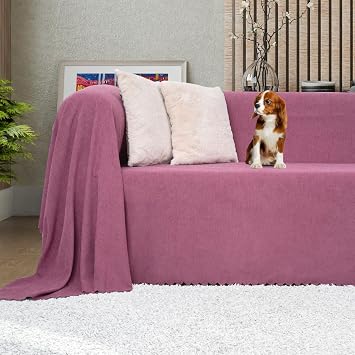LATUDA CONCEPT - Chenille Double Sided Non-Slip Sofa Bed Cover and Sofa Shawl 175x300 Dried Roses