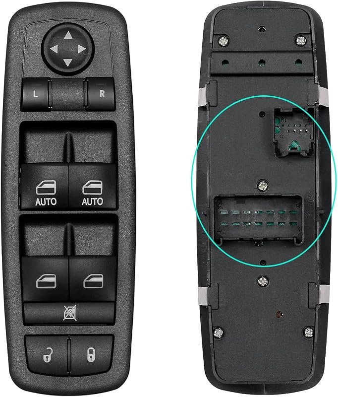 Interruptor mestre do vidro elétrico dianteiro esquerdo SKCEIDA para Dodge Grand Caravan, Chrysler Town & Country e Ram C/V – 1 unidade