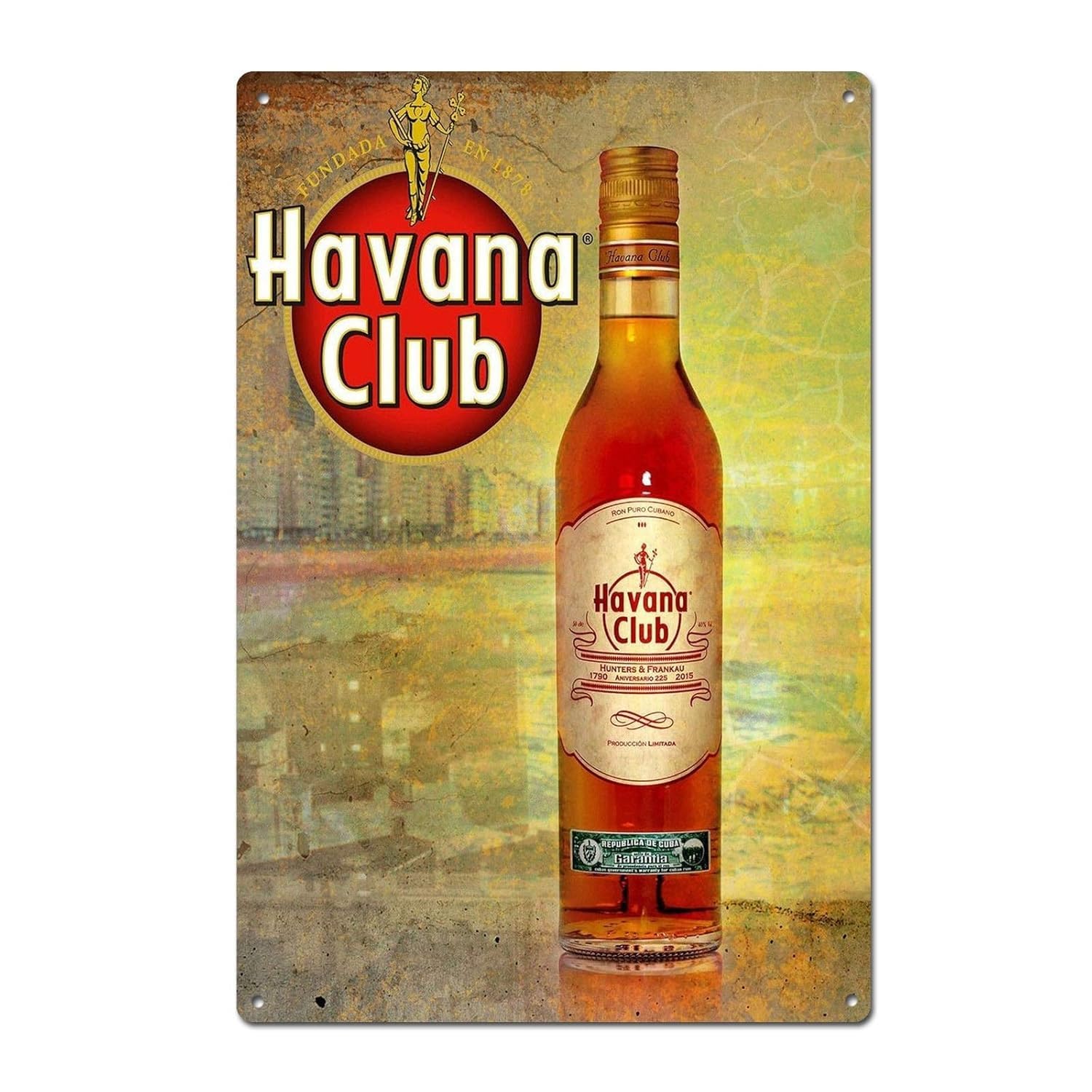 Yelacecca Brown And Gold Vintage Havana Club Rum Tin Sign Metal Sign Metal Postercormetal Tin Sign 8X12 Inch