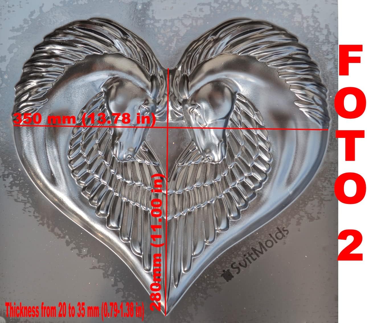 SvitMolds Mold DIY Panno Panel Bas-Relief Nice Horse's Heart Head Concrete Plaque Moulds Decor Wall D76