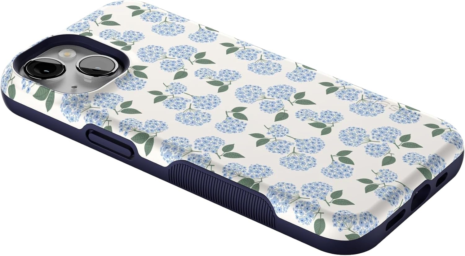 Casely iPhone 14 Case | Nantucket Cottage | Blue Hydrangea | Bold Protective Design | Compatible with MagSafe