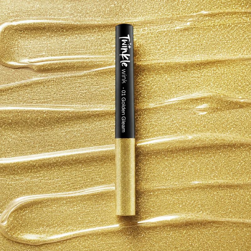 Image of MARS Twinkle Wink Glitter Eyeliner (1.6 ml) (01-GOLDEN GLEAM) | Long-Lasting Sparkle Liquid Liner | Smudge-Proof, Quick-Dry Eye Makeup for Party, Wedding & Festival