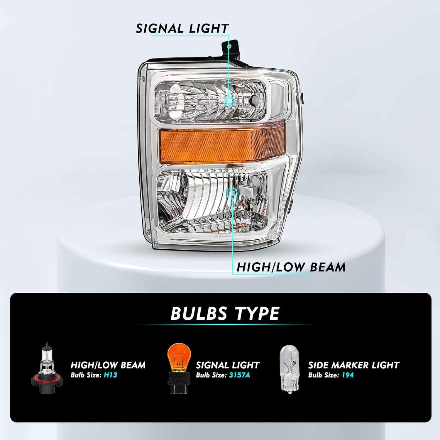 Headlight Assembly Set for 08 09 10 Ford F-250 F-350 F-450 F-550 Super Duty Driver & Passenger Side