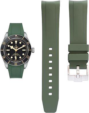 20mm FKM Rubber Band For Tudor Black Bay 58 Watches, Replacement Curved End Rubber Straps For Tudor Watches