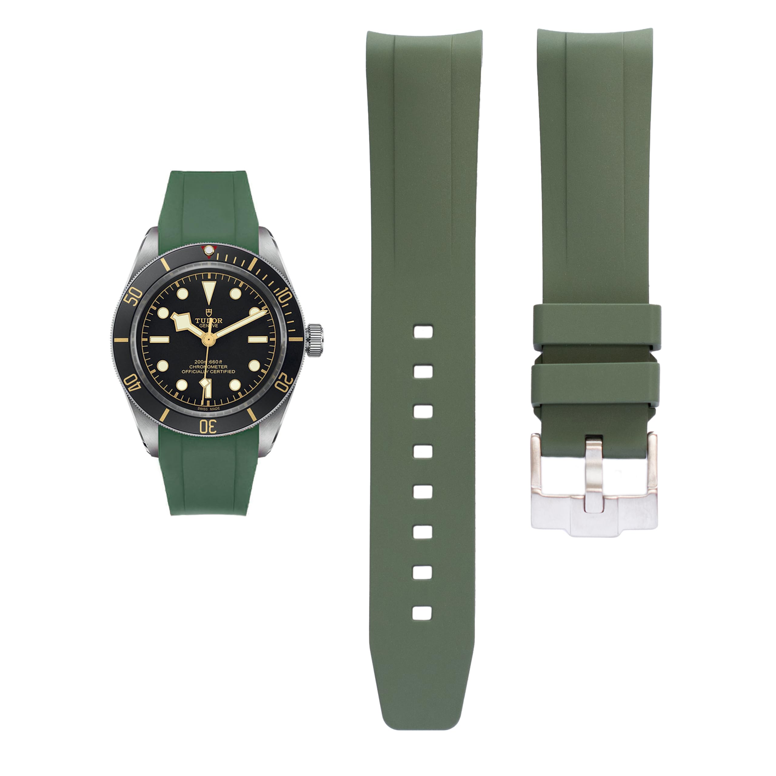 Amazon.co.jp: 20mm FKM ラバーバンド Tudor Black Bay 58 腕時計用