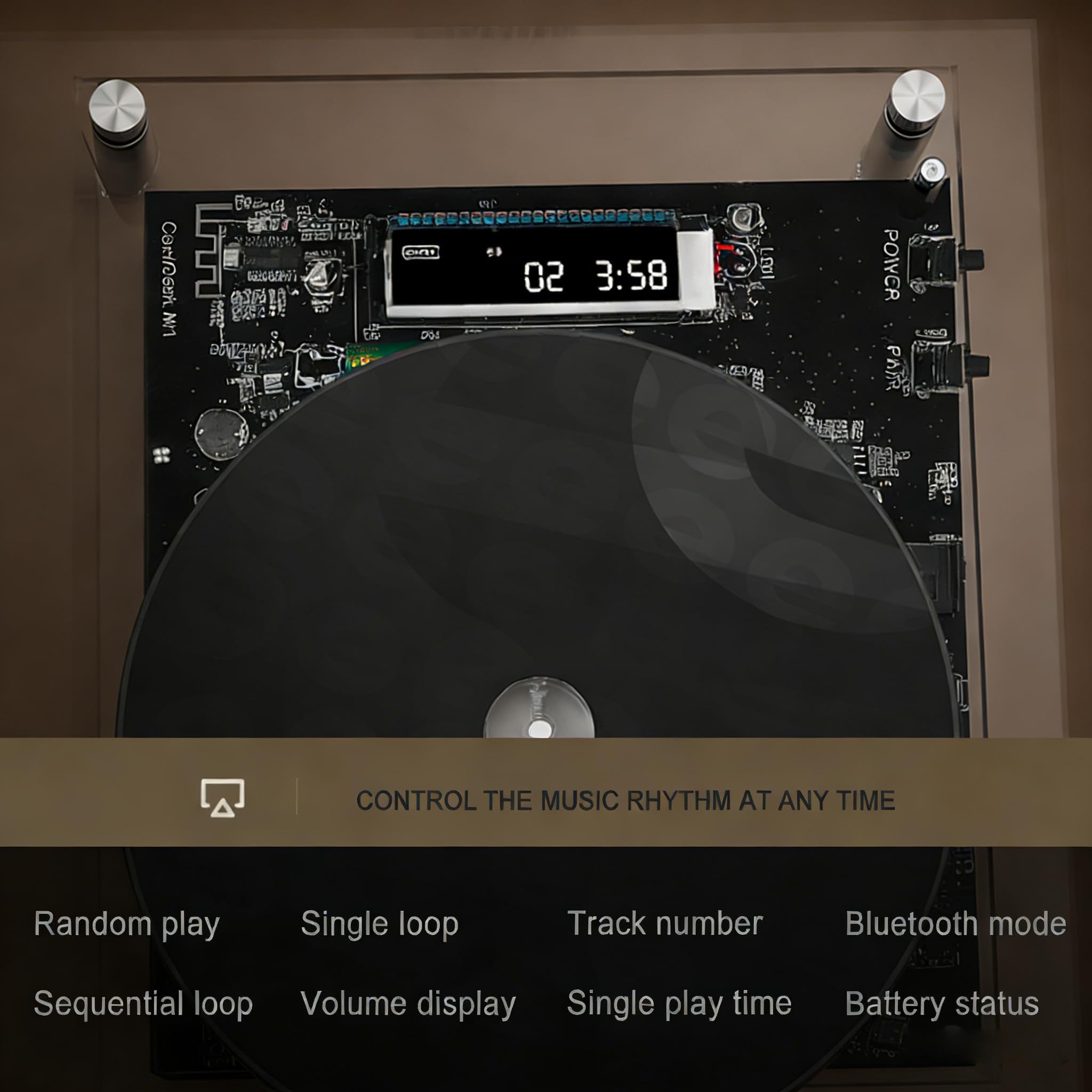 Wall Mountable Frame CD Player Photo, Bluetooth 5.0 CD Player with Remote Control & LED Display, Frosted Wood Frame with AUX 3.5mm, No Speaker for Home Corridor Office Decor (White)