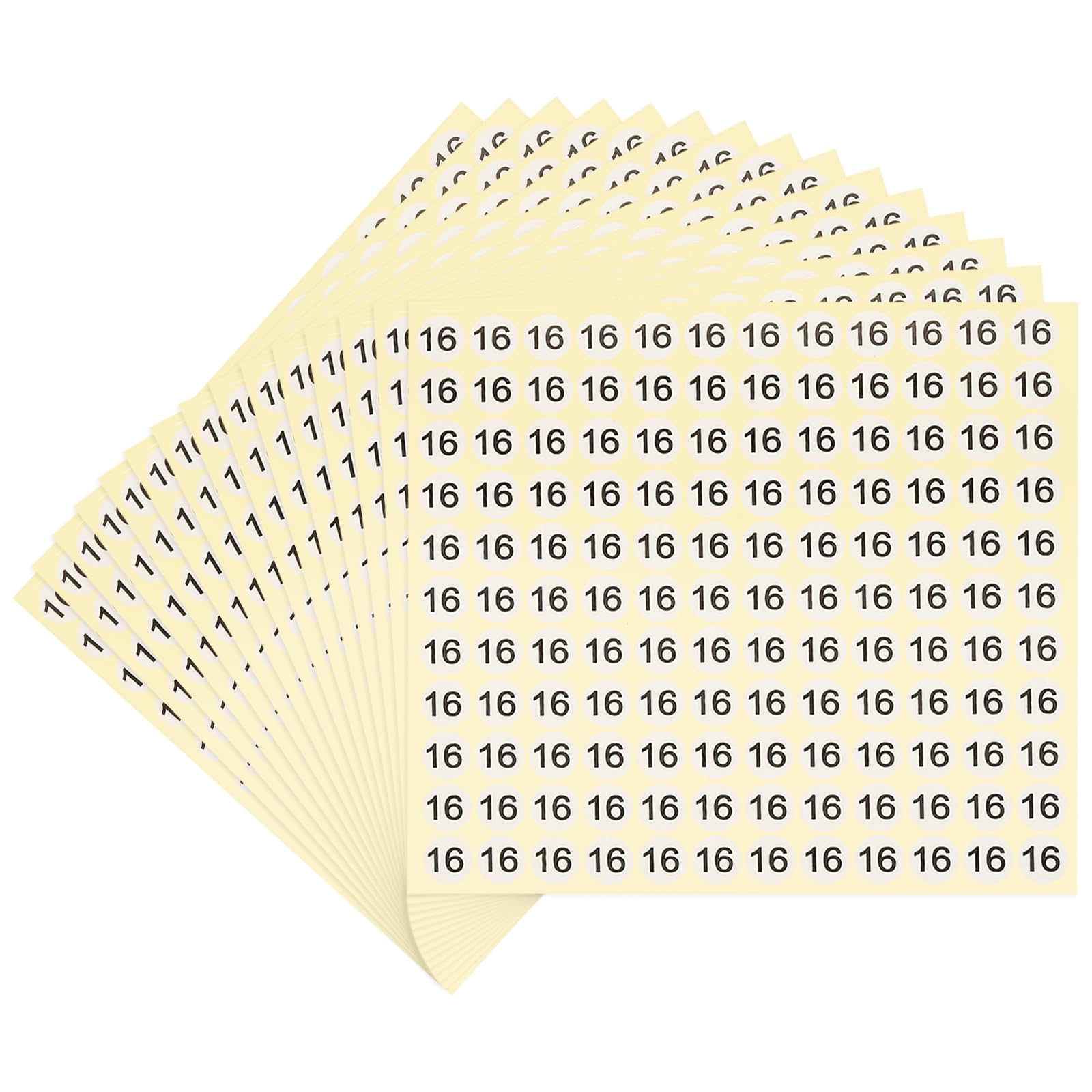 PATIKIL 15 Sheets Number Stickers Number 16 Round Sticker 0.5 Inch Self-Adhesive Small Label for Inventory Organizing Storage (Total 1980Pcs)