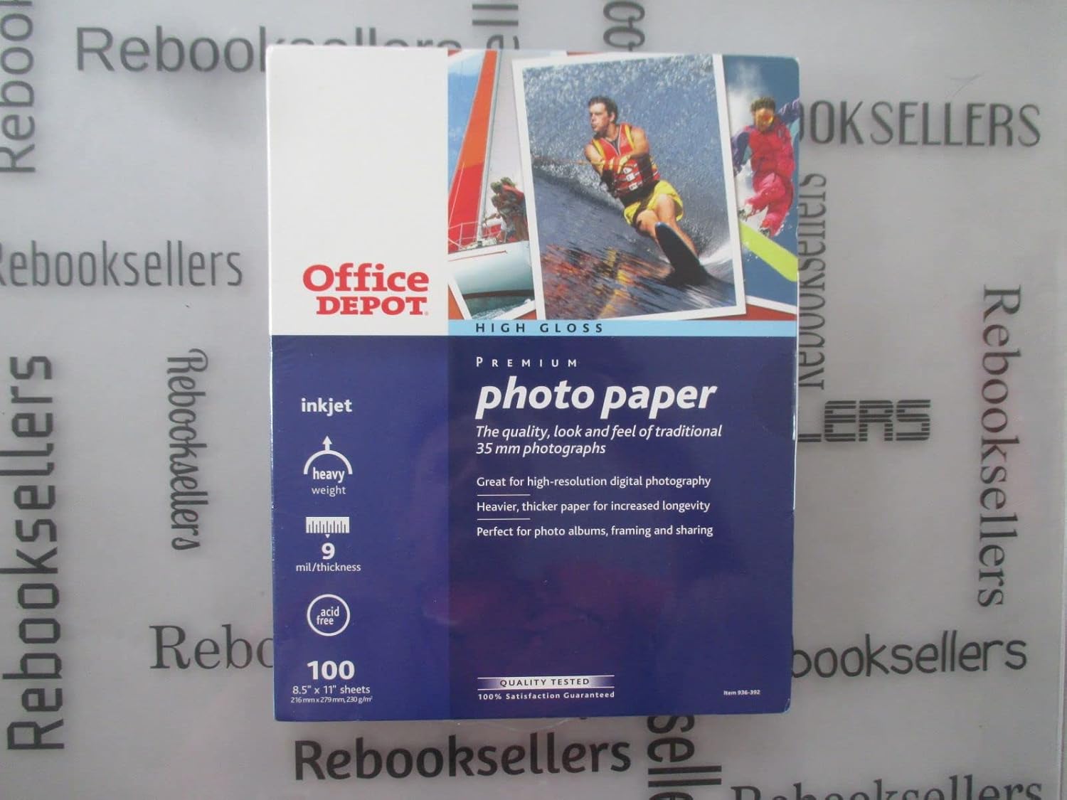 Office Depot High Gloss Premium Photo Paper, 8.5 x 11 inches, 100 Sheets (936-392)