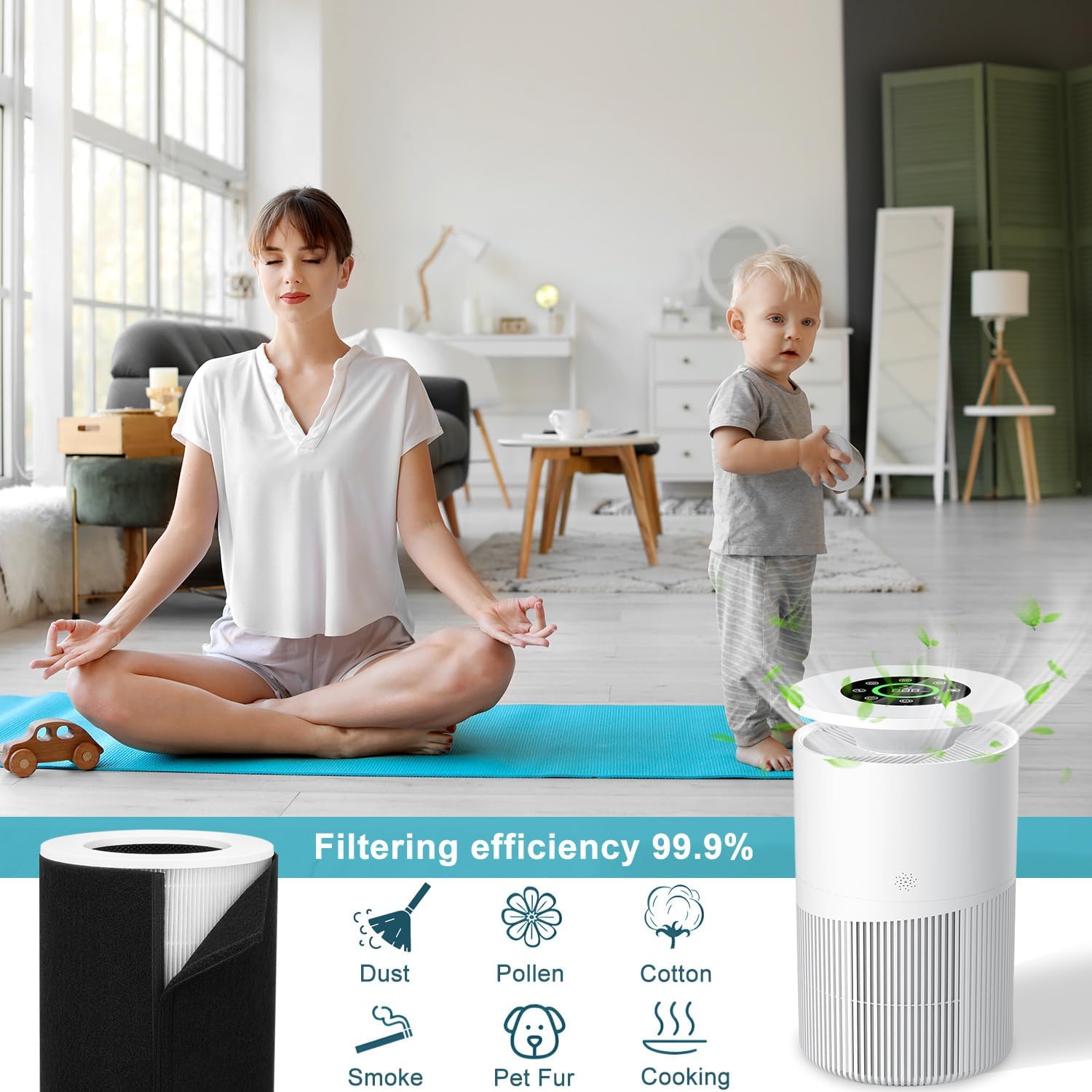 Replacement Filters Compatible with Dhyala KJ02 Air Purifiers,High-efficiency Activated carbon.（2Pack） - Image 2