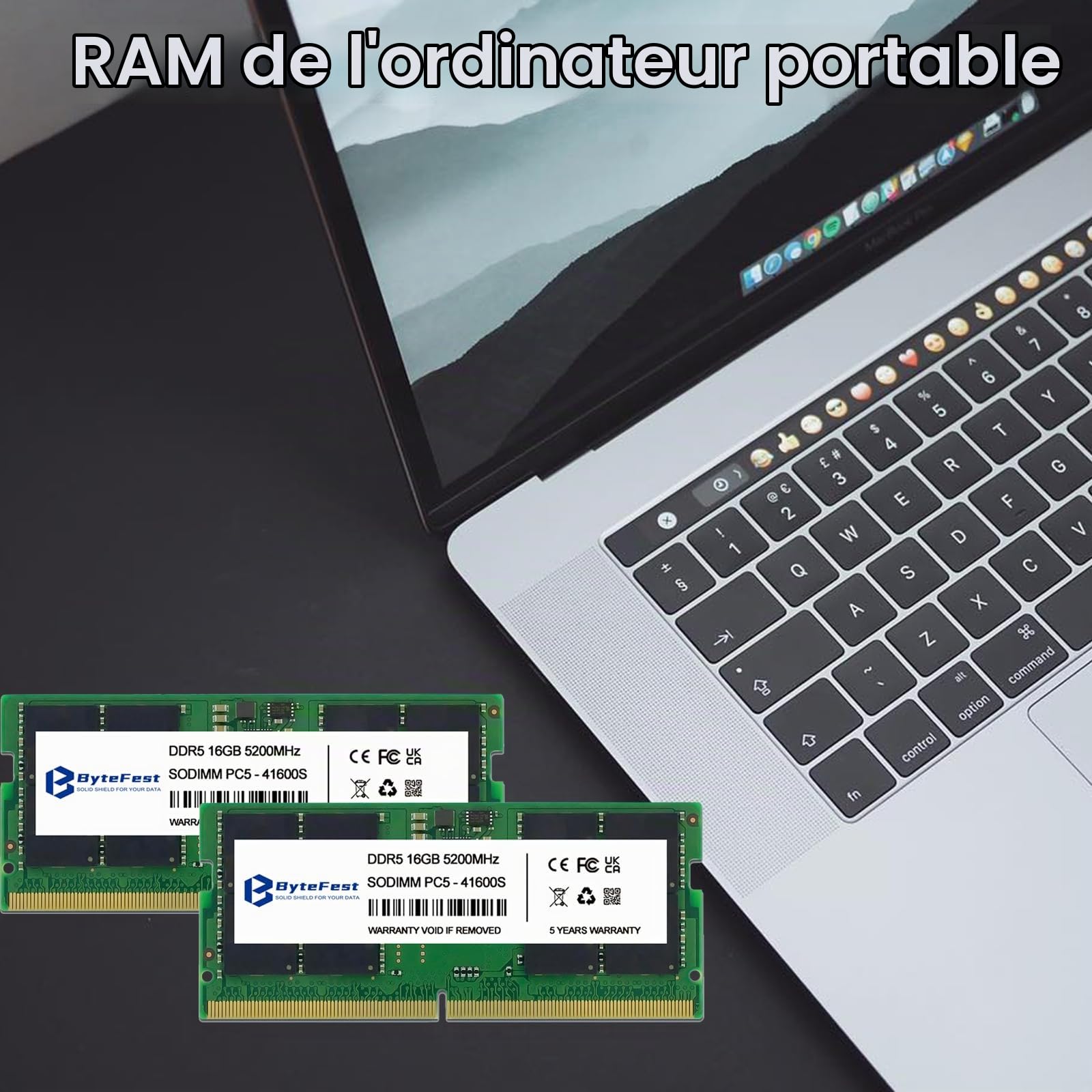 RAM DDR5 32Go Kit (2x16Go) 5200MHz SODIMM CL42 1.1V 262 Pin Gaming Mémoire RAM pour Ordinateur Portable/Laptop/Mini PC