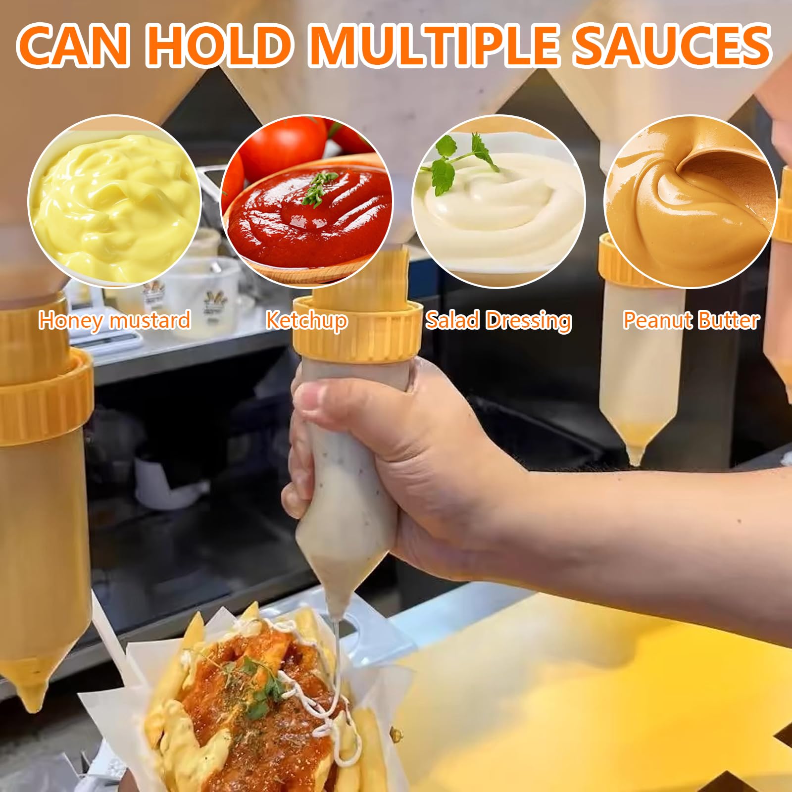 Bouteille à Épices à Suspendre, Recipient Sauce Presser Les Bouteilles de 5.5L, Bouteille Sauce Rechargeable Distributeur de Ketchup Anti-Fuite pour Restaurants Sauces d'assaisonnement Vinaigrette