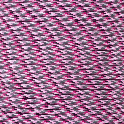 PARACORD PLANET 10 Feet Hanks Of Parachute 550 Cord Type Iii 7 Strand Paracord Over 200 Colors Pink & Grey Camo โ image 1