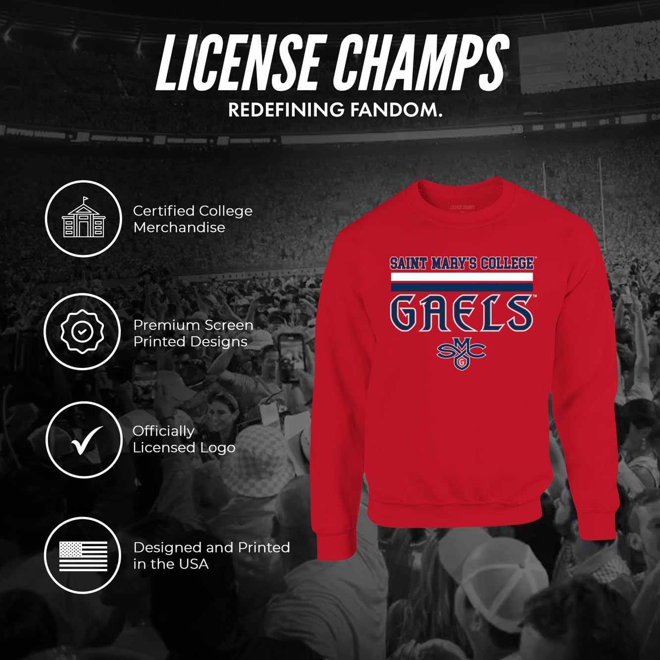 License Champs Crewneck Sweatshirt | Official College NCAA Game Day Merch | Mens Womens | Bar Logo