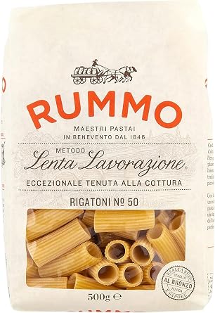 Rummo Rigatoni Pasta No.50, Premium Italian Tube Pasta, 500 g