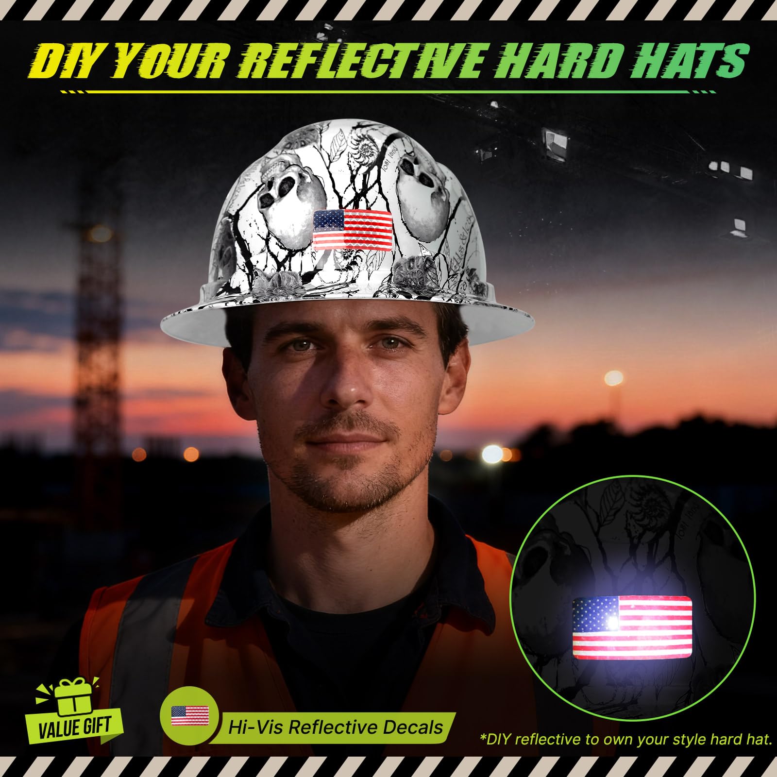 Casco de seguridad de ala completa con patrón de fibra de carbono con visera, aprobado por OSHA, casco de seguridad para hombres y mujeres, ANSI Z89.1 con ventilación reflectante y