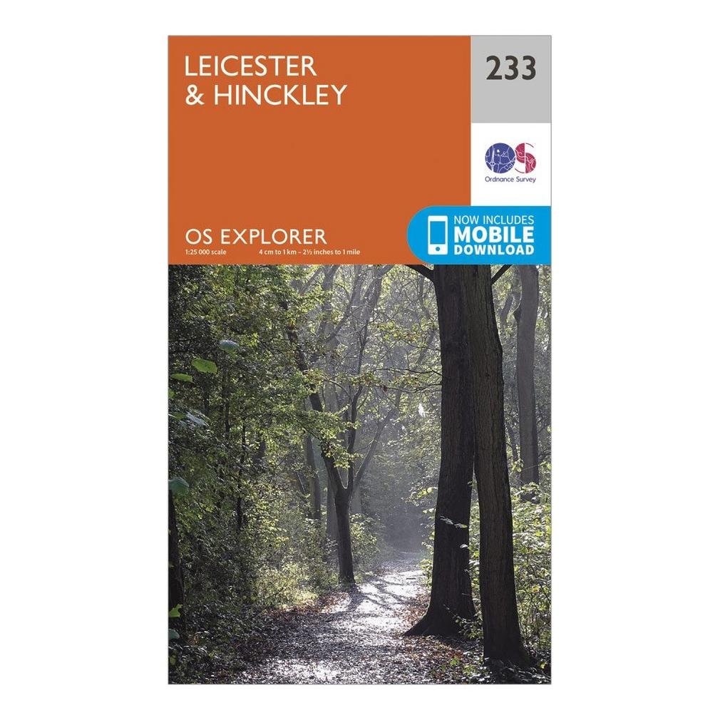 Ordnance Survey Unisex Orange Explorer 233 Leicester & Hinckley Map With Digital Version,