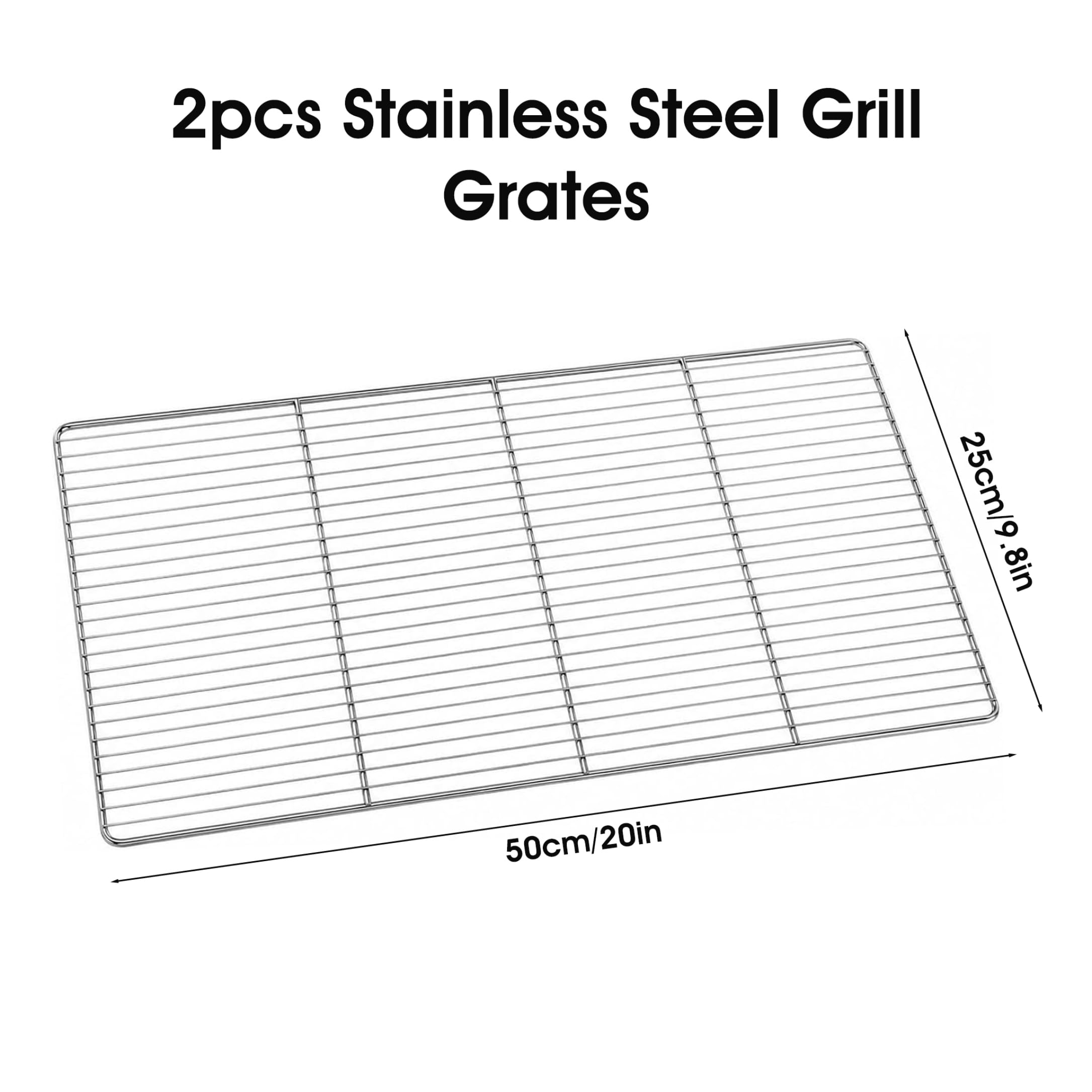 Rejillas para Parrilla de Acero Inoxidable, Rejilla Resistente para Exteriores, Rejillas de enfriamiento para Hornear de Calidad alimentaria, 19, 69x9, 84 Pulgadas, 2 uds.