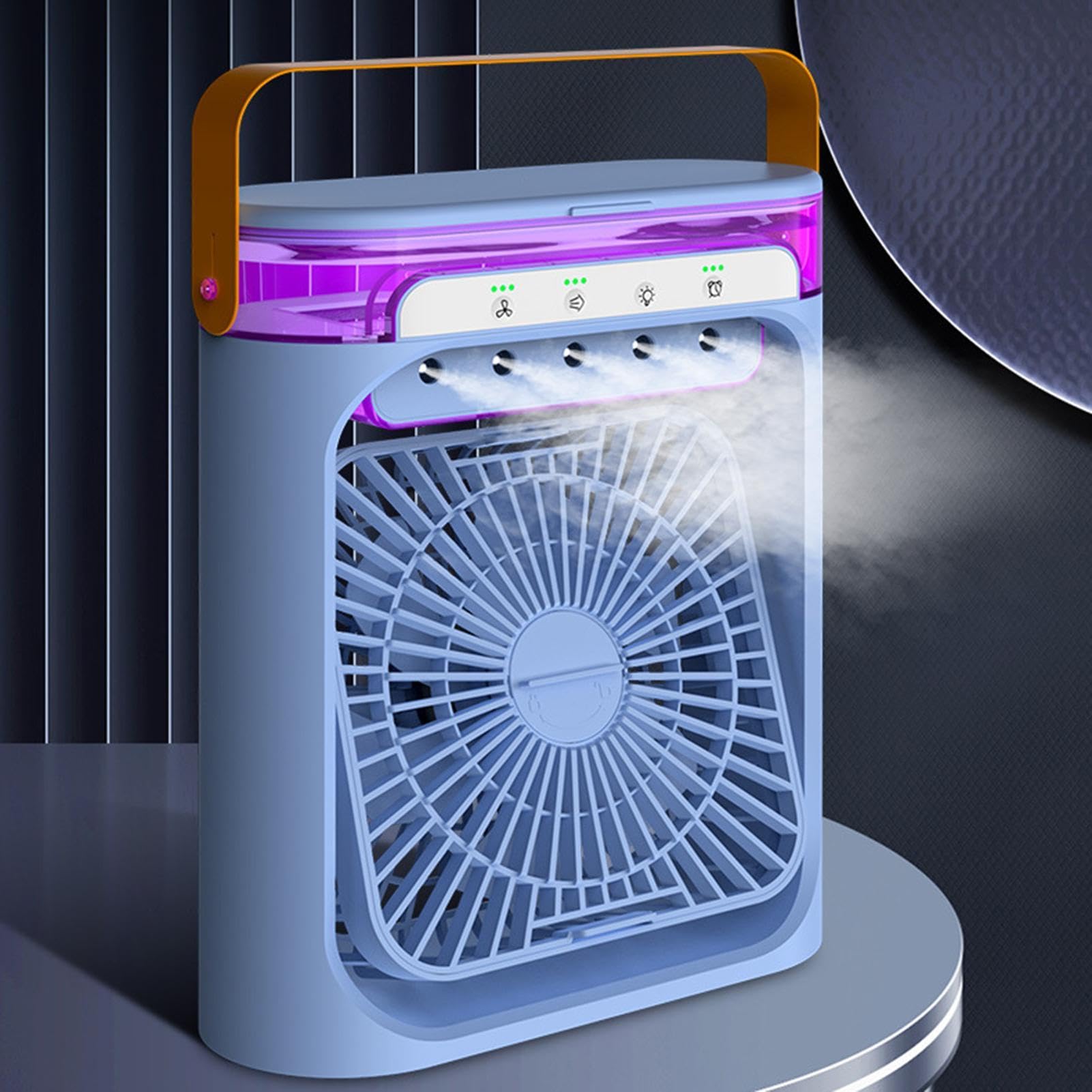Ventilatore Portatile A Portatile USB Ricaricabile, 3 Velocità, D'Aria | Raffrescatore d'Aria con LED Per Interni Camera Viaggio Campeggio Picnic Vacanza