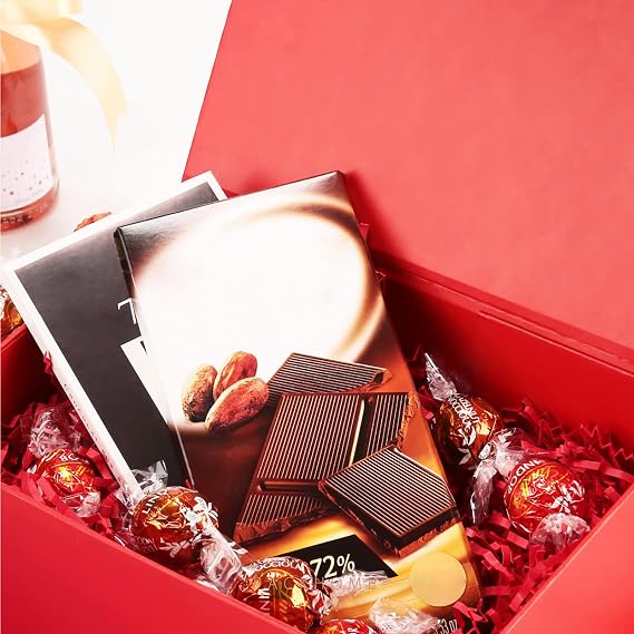 PACKHOME 6 Gift Boxes 9x6.5x3.8 Inches, Rectangle Collapsible Boxes with Magnetic Lids for Gift Packaging (Matte Red, Grain Texture)