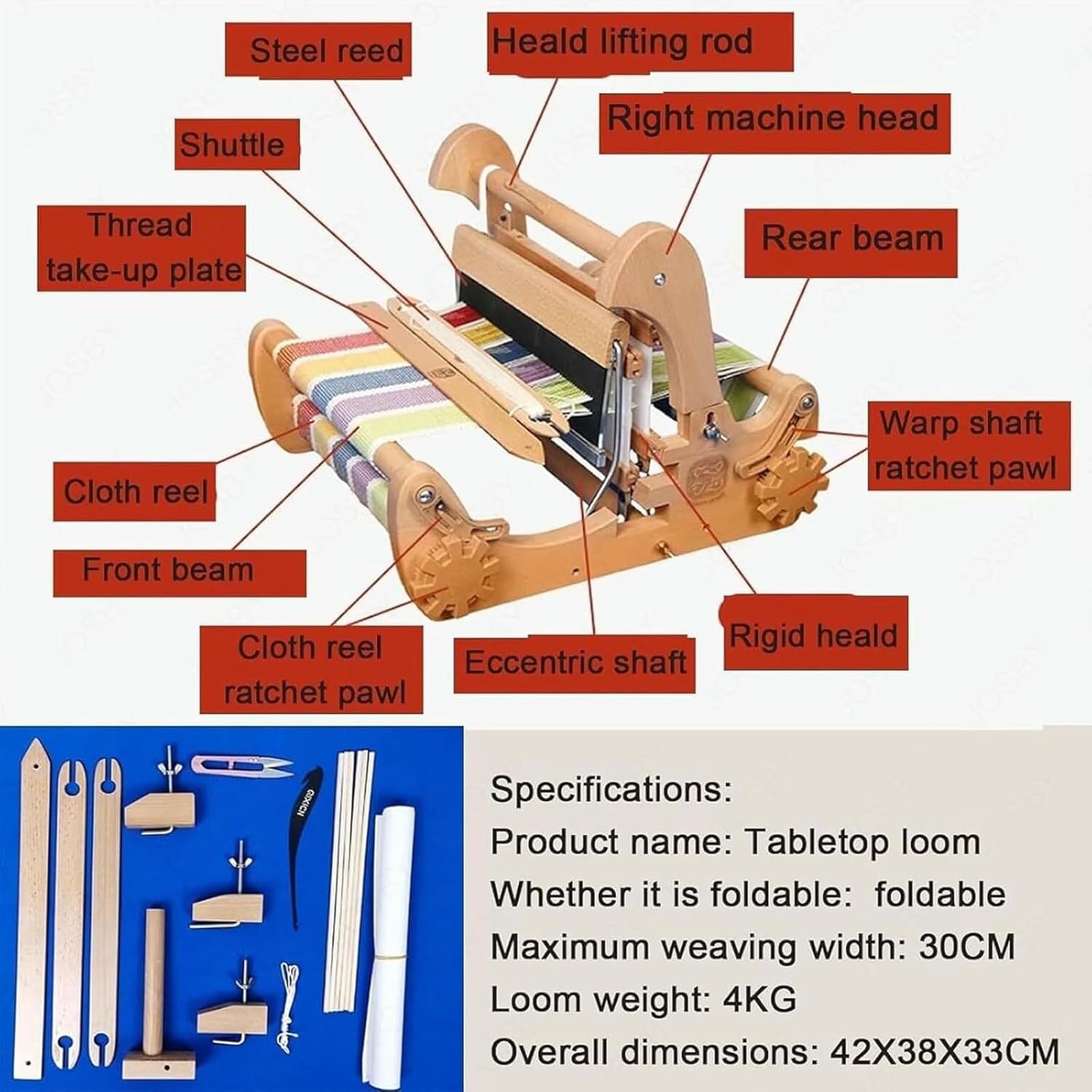 Mini métiers à tisser créatifs pliables en bois avec densité de tissu réglable, aucune installation nécessaire