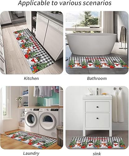 Miniatura 10 de Tapete de baño de Navidad con muñeco de nieve para bañera, antideslizante, de secado rápido y absorbente, con tierra de diatomeas, para fregadero de